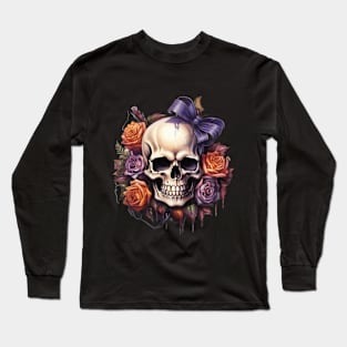 Halloween Skull bow roses Long Sleeve T-Shirt